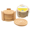 REGENT 6PC BAMBOO ROUND COASTERS HOLDER SET, (100MM DIAX10MM - 115 DIA X70MM SET)