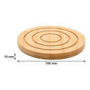 REGENT 6PC BAMBOO ROUND COASTERS HOLDER SET, (100MM DIAX10MM - 115 DIA X70MM SET)