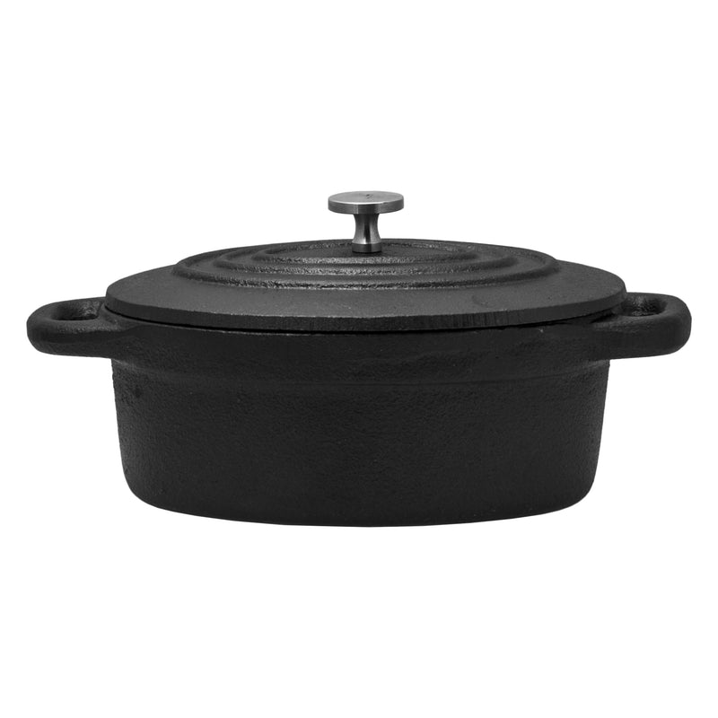 REGENT COOKWARE CAST IRON OVAL MINI POT WITH LID, 350ML (178/138X103X50MM)