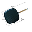 REGENT COOKWARE CAST IRON SQUARE SKILLET WITH WOODEN HANDLE, (425/245X250X20MM)