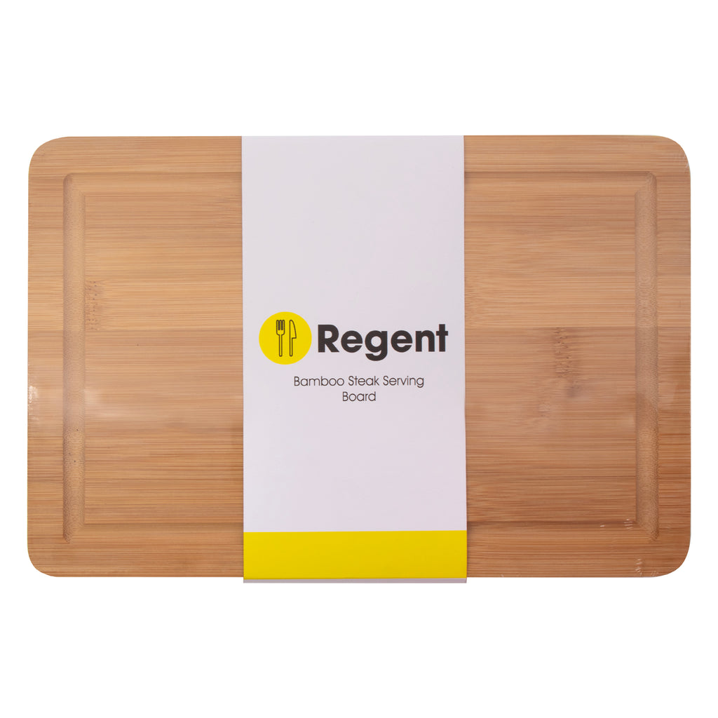 REGENT BAMBOO STEAK SERVING BOARD WITH GROOVE, (300X200X18MM)