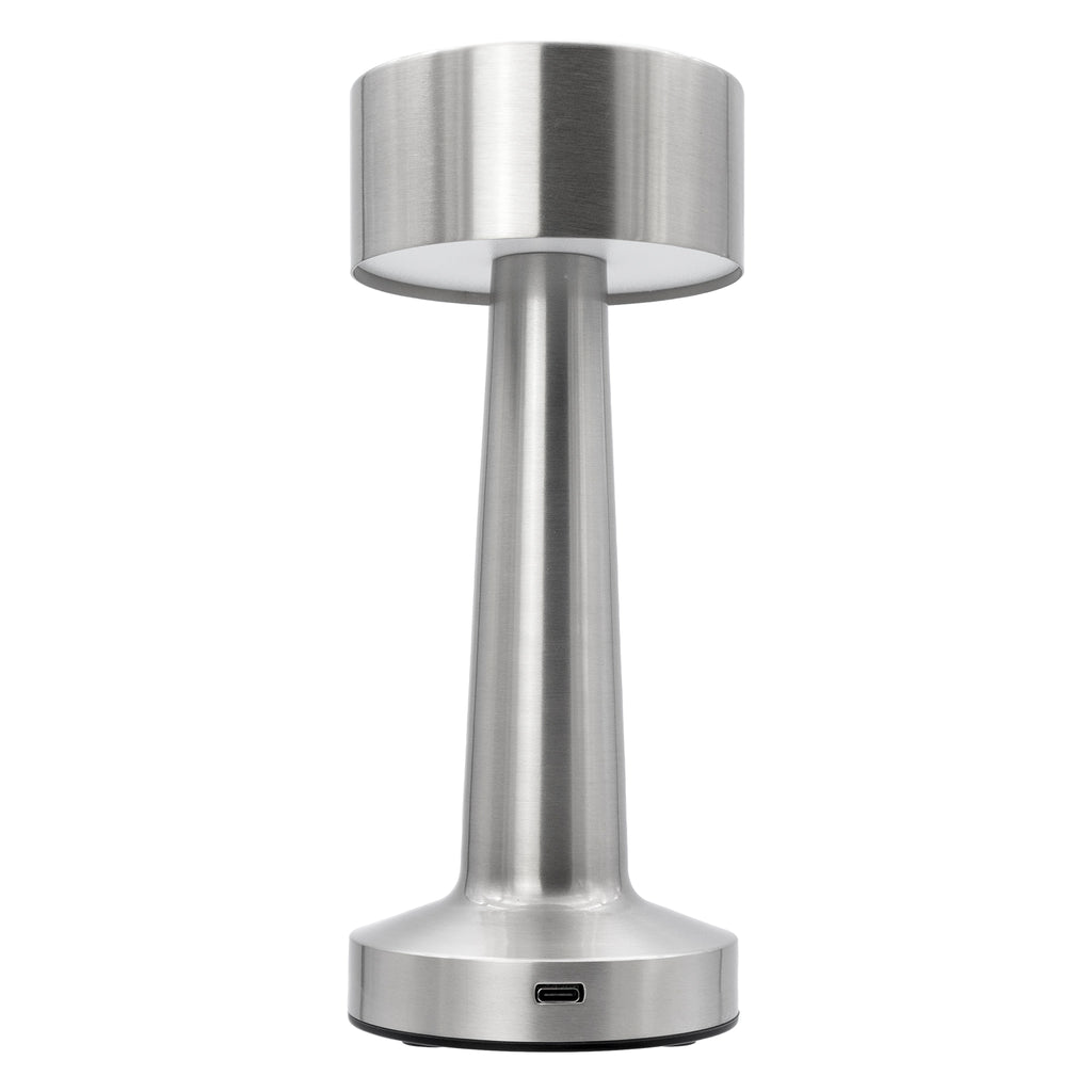 REGENT BARBELL SHAPE TABLE LAMP METAL SILVER, (90MM DIAX210MM)