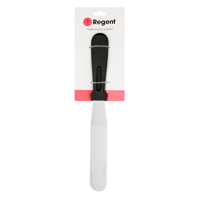 REGENT BAKEWARE ICING SPATULA ANGLED WITH PP PLASTIC BLACK HANDLE, (275X30X15MM)