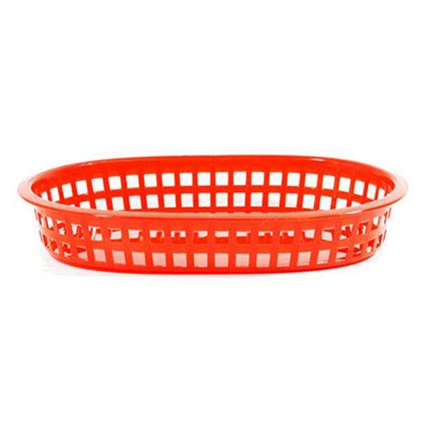 REGENT CATERING PLASTIC SERVING BASKET OVAL RED, (270X175X30MM)