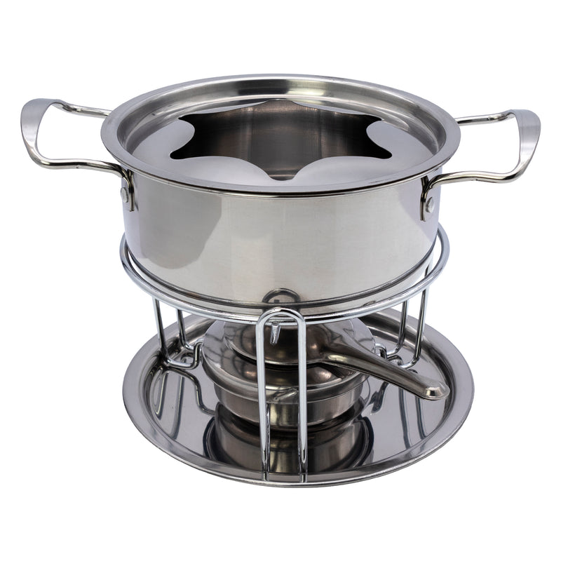 REGENT COOKWARE FONDUE SET WITH BURNER & 6 FORKS STAINLESS STEEL, (250/180MM DIAX170MM)