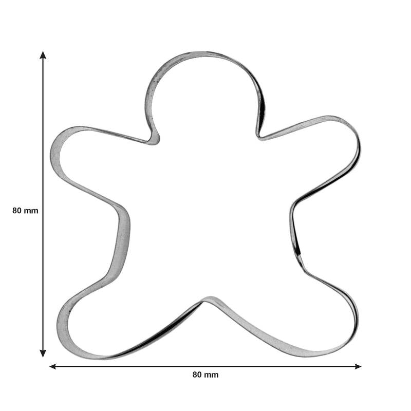 REGENT BAKEWARE COOKIE CUTTER GINGERBREAD MAN ST STEEL, (80X80MM)