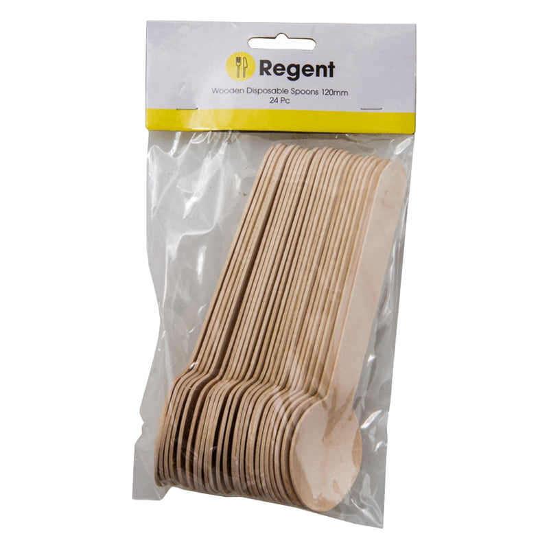 REGENT DISPOSABLE WOODEN SPOONS 24PCS, (160X34MM)