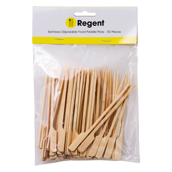 REGENT DISPOSABLE BAMBOO FOOD PADDLE PICKS 50PCS, (120MM)