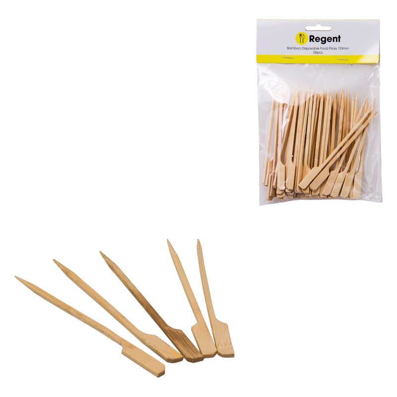 REGENT DISPOSABLE BAMBOO FOOD PADDLE PICKS 50PCS, (120MM)