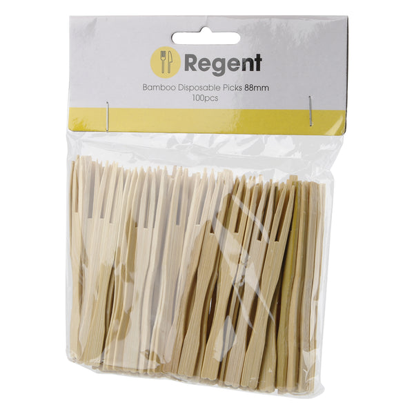 REGENT DISPOSABLE WOODEN FORK PICKS 100PCS, (88MM)