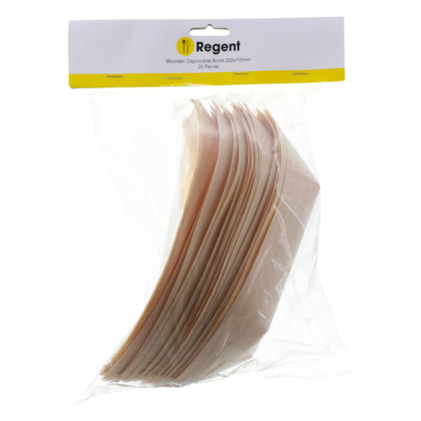 REGENT DISPOSABLE WOODEN BOAT LARGE 20PCS, (210X110MM)