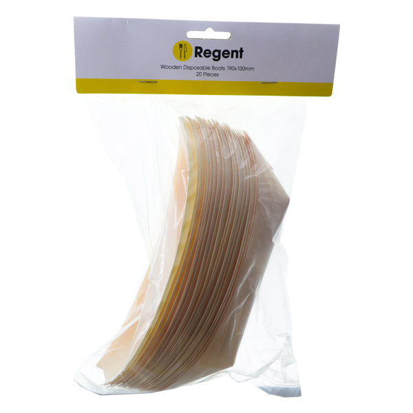 REGENT DISPOSABLE WOODEN BOATS 20PCS, (190X100MM)