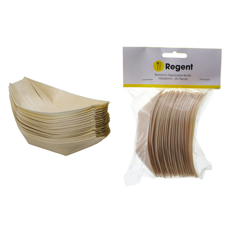 REGENT DISPOSABLE WOODEN BOATS 20PCS, (115X70MM)