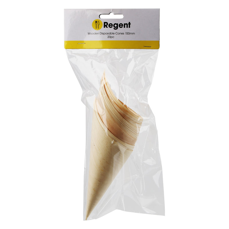 REGENT DISPOSABLE WOODEN CONES 20PCS, (155MMX110MM)