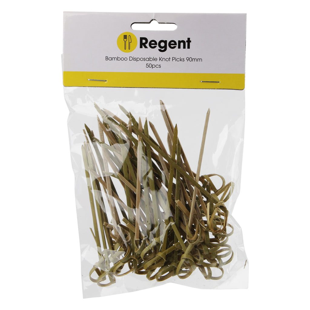 REGENT DISPOSABLE BAMBOO KNOT PICKS 50PCS, (90MM)