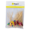 REGENT DISPOSABLE BAMBOO PICKS WITH COLOURED BEADS 50PCS, (120MM)