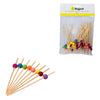 REGENT DISPOSABLE BAMBOO PICKS WITH COLOURED BEADS 50PCS, (120MM)