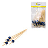 REGENT DISPOSABLE BAMBOO FOOD PICKS WITH BLUE BEADS 50PCS, (150MM)