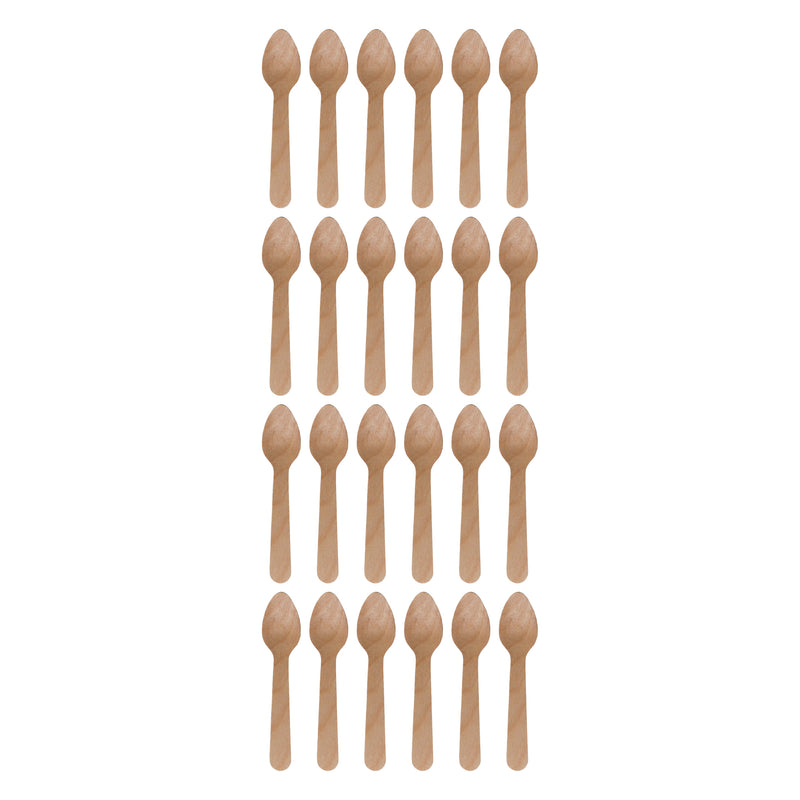 REGENT DISPOSABLE WOODEN TEASPOONS 24PCS, (110X23MM)