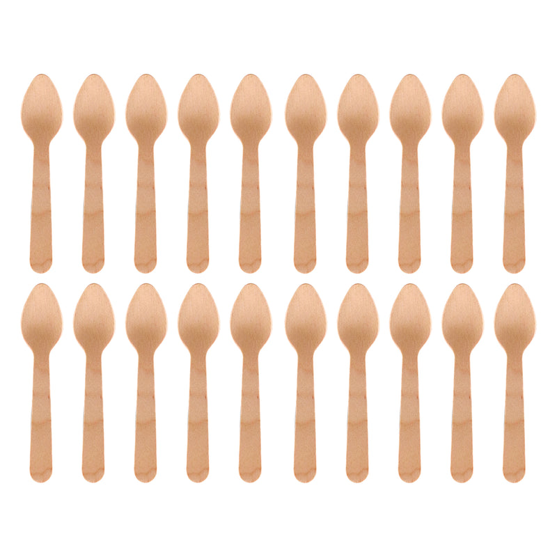 REGENT DISPOSABLE BAMBOO MINI COCKTAIL TEASPOONS 20PCS, (110MM)