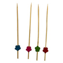 REGENT DISPOSABLE BAMBOO PICKS MIXED RED, BLUE, PINK & BLACK FLOWERS 24PCS, (120MM)