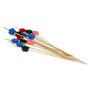 REGENT DISPOSABLE BAMBOO PICKS MIXED RED, BLUE, PINK & BLACK FLOWERS 24PCS, (120MM)