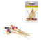 REGENT DISPOSABLE BAMBOO FOOD PICKS WITH MIXED COLOURED STRIPED BEADS 24PCS, (120MM)