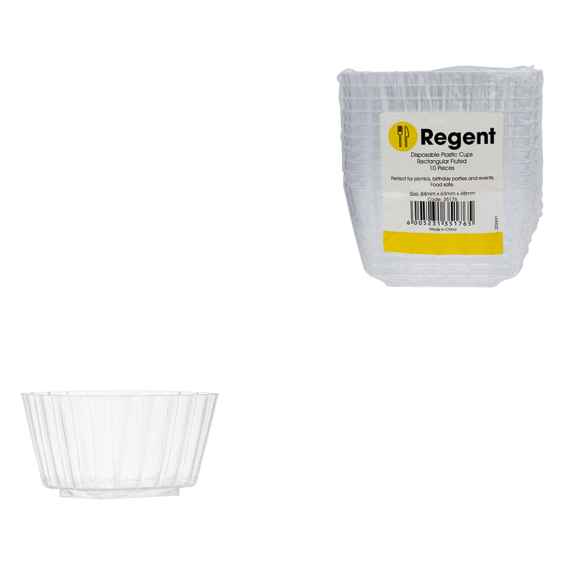 REGENT DISPOSABLE PLASTIC CUPS RECTANGULAR FLUTED 10PCS, (84X63X48MM)