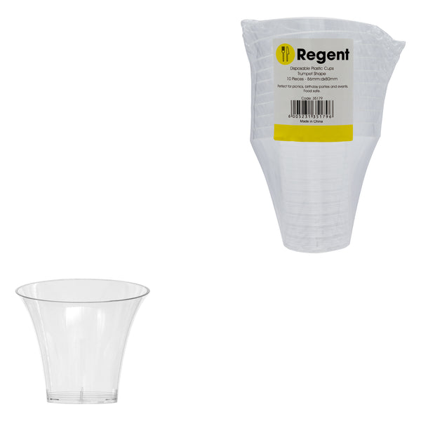 REGENT DISPOSABLE PLASTIC CUPS TRUMPET 10PCS, (86MM DIAX80MM)