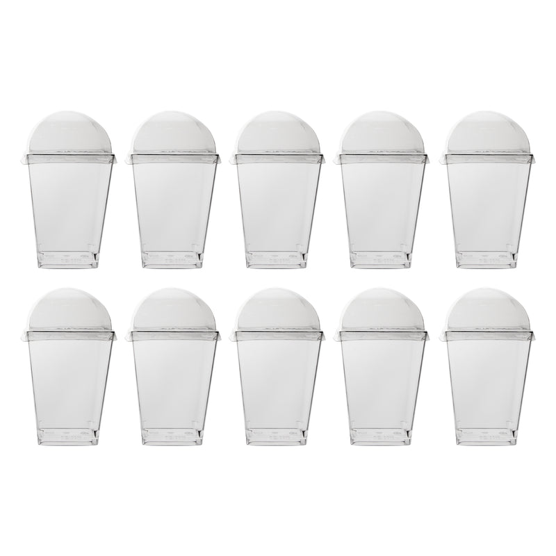 REGENT DISPOSABLE PLASTIC CUPS GEOMETRIC WITH DOME LID 10SETS, 160ML (58X58X100MM)