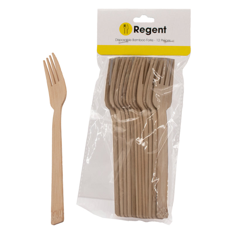 REGENT DISPOSABLE BAMBOO FORKS 12PCS, (170MM)