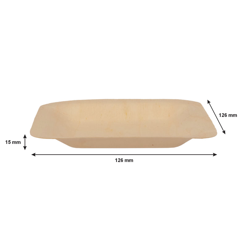 REGENT DISPOSABLE WOODEN SQUARE PLATES 10PCS, (126X126X15MM)