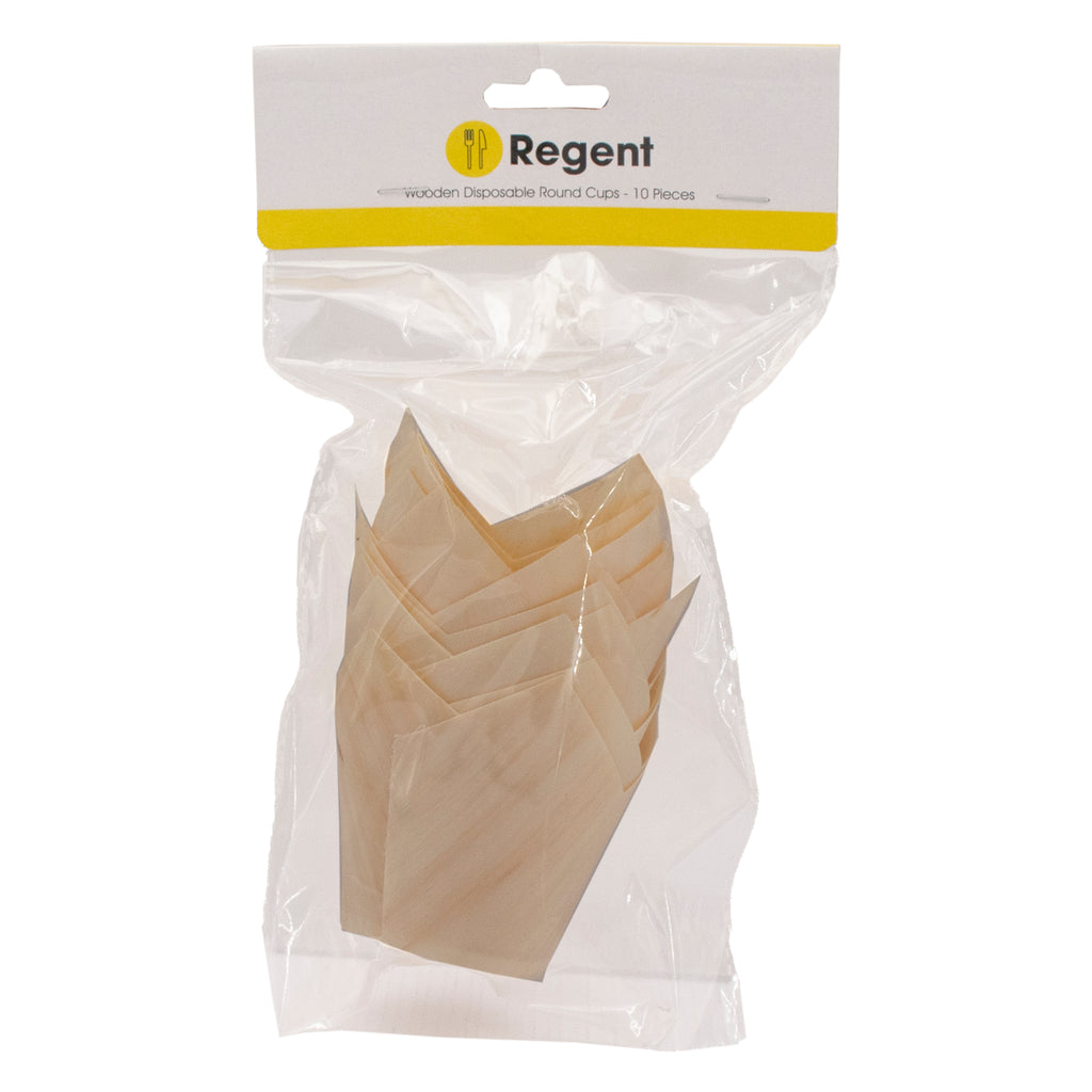 REGENT DISPOSABLE WOODEN ROUND CUPS 10PC , (70MM DIAX70MM)