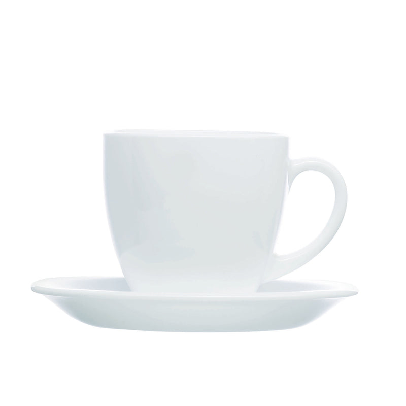 CONSOL OPAL GLASS WHITE CUP & SAUCER, (220ML)
