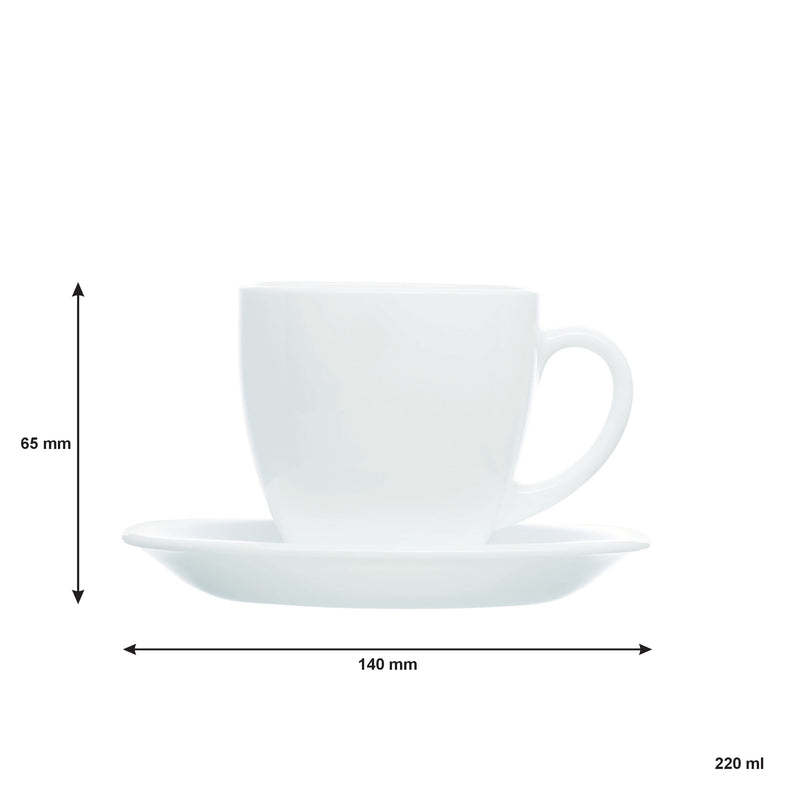 CONSOL OPAL GLASS WHITE CUP & SAUCER, (220ML)