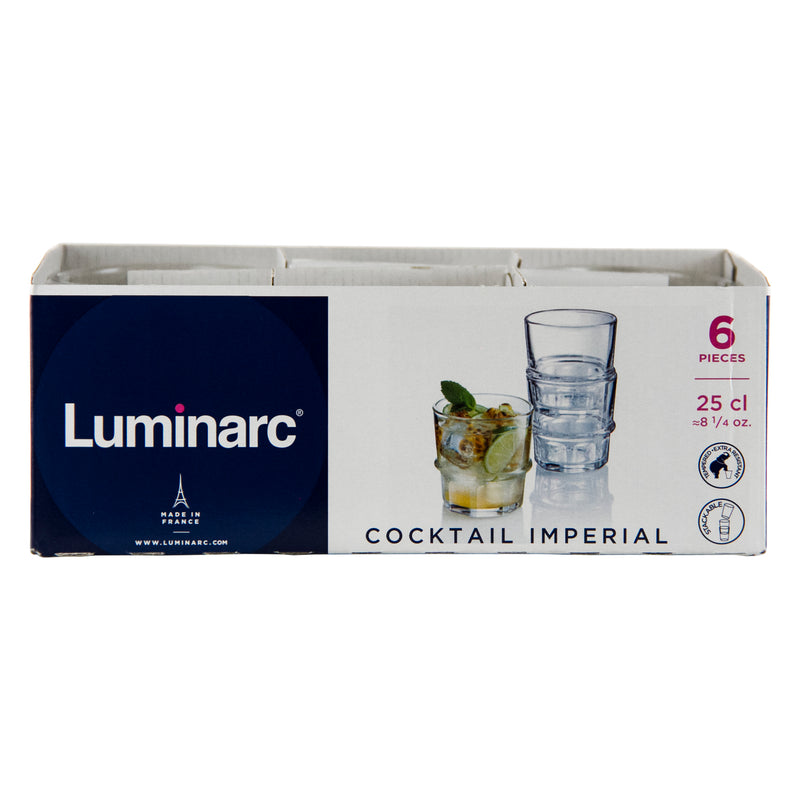 LUMINARC COCKTAIL IMPERIAL OLD FASHIONED TEMPERED TUMBLER 6 PACK, (250ML)