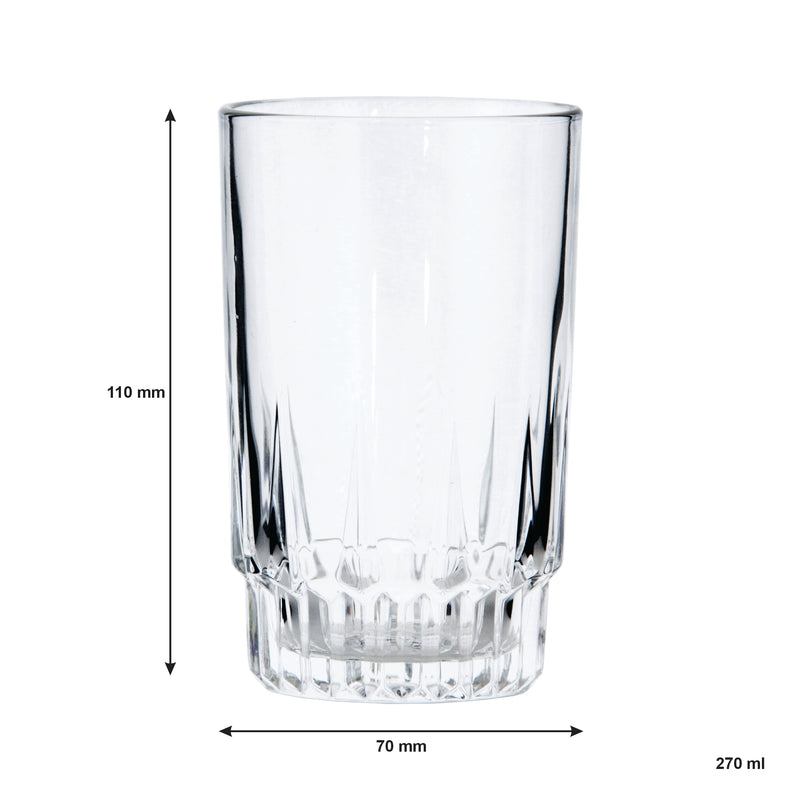 ARCOPAL LANCIER TEMPERED GLASS TUMBLER 6 PACK, (270ML)