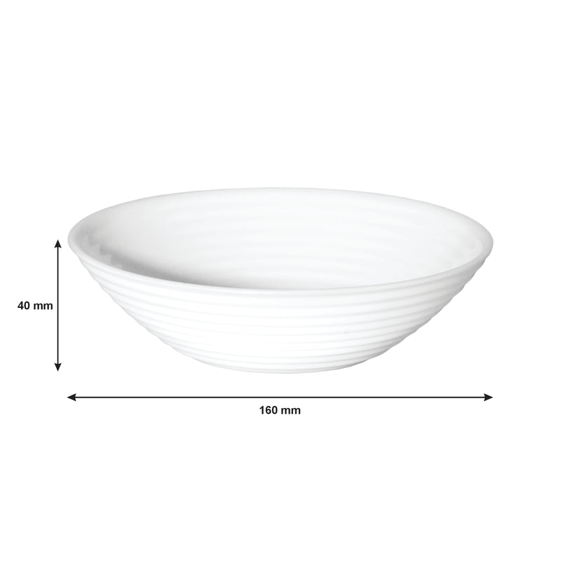 LUMINARC STAIRO WHITE OPAL TEMPERED GLASS MULTI-PURPOSE BOWL, 450ML (160MM DIA)