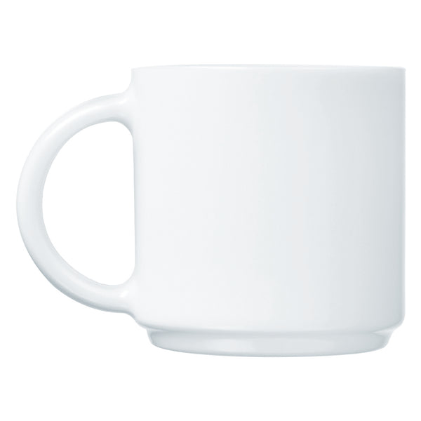 LUMINARC WHITE OPAL STACKING COFFEE MUG, (340ML)