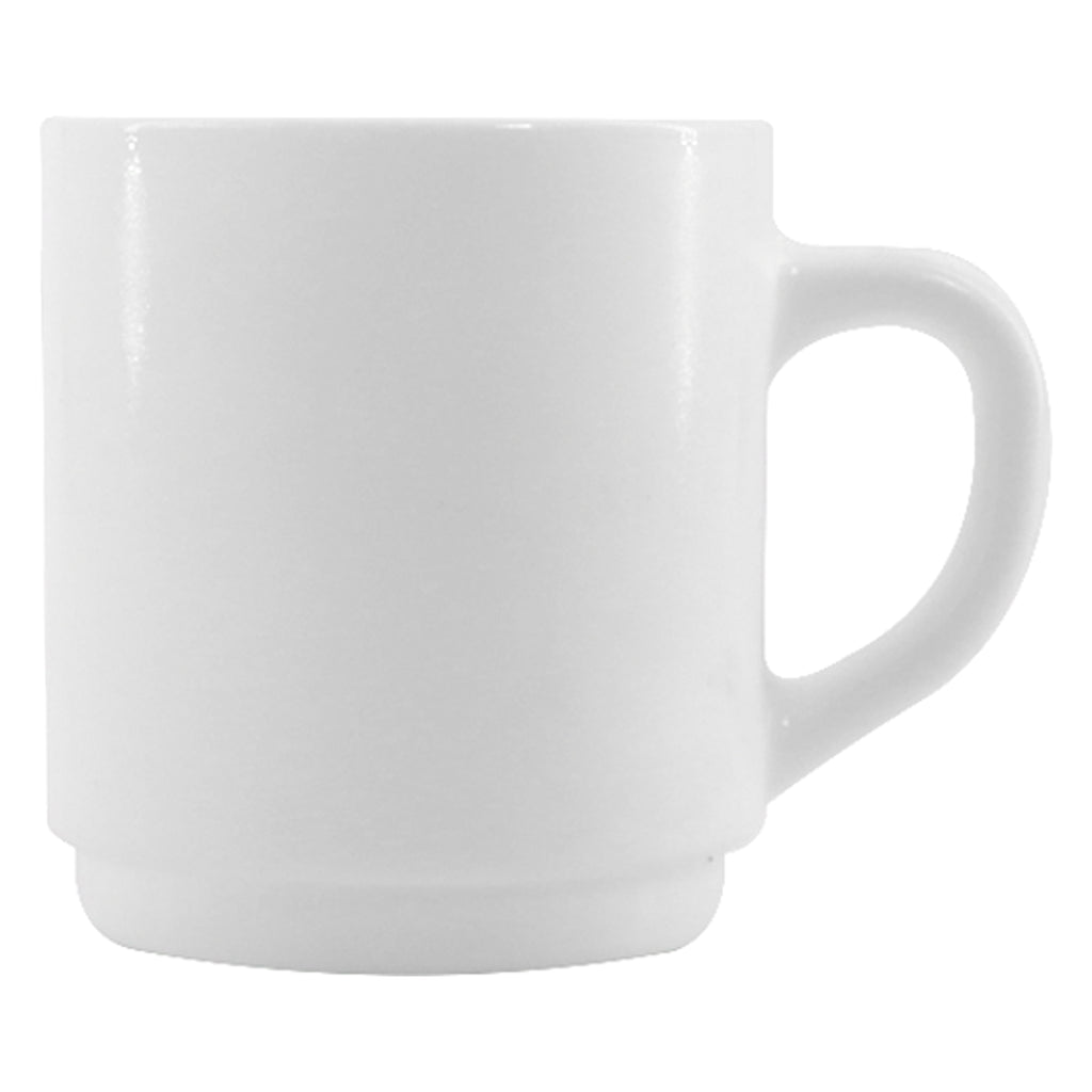 LUMINARC EVERYDAY OPAL GLASS WHITE CAN SHAPE STACKING MUG, (290ML)