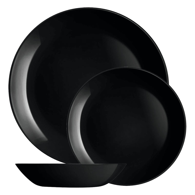 LUMINARC OPAL BLACK DINNERWARE 12 PIECE SET