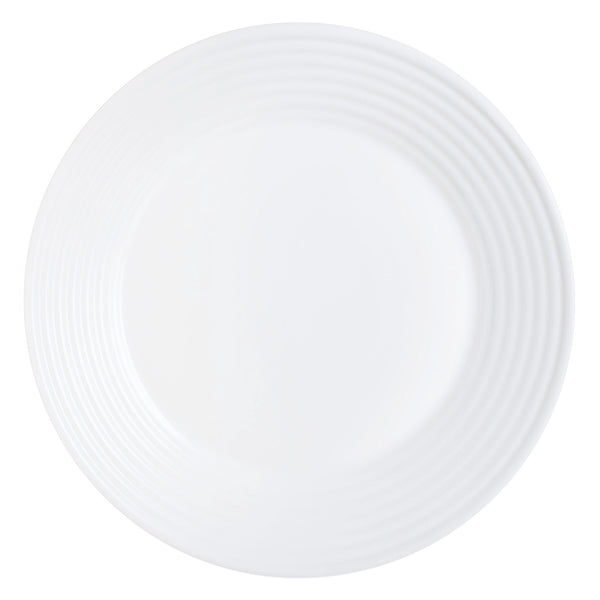 LUMINARC STAIRO WHITE OPAL TEMPERED GLASS LARGE DINNER PLATE, (270MM DIA)