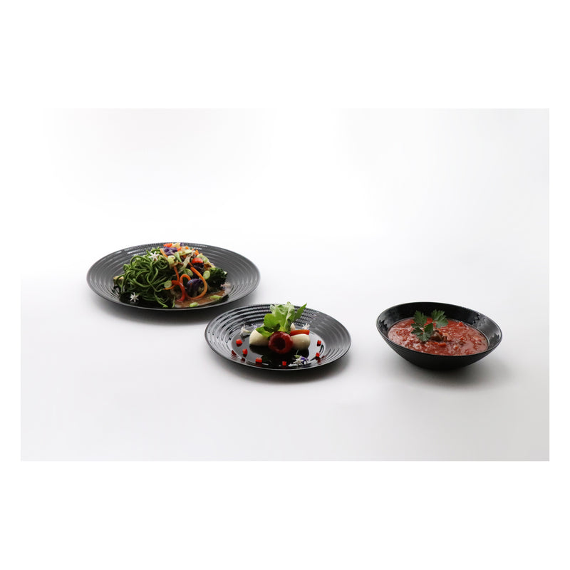 LUMINARC HARENA BLACK OPAL TEMPERED GLASS DINNER PLATE, (250MM DIA)