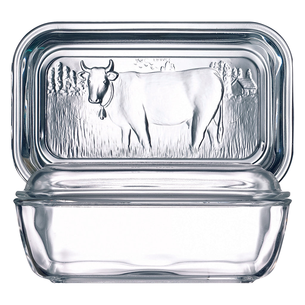 LUMINARC TEMPERED GLASS COW BUTTER DISH, (110X170X75MM)