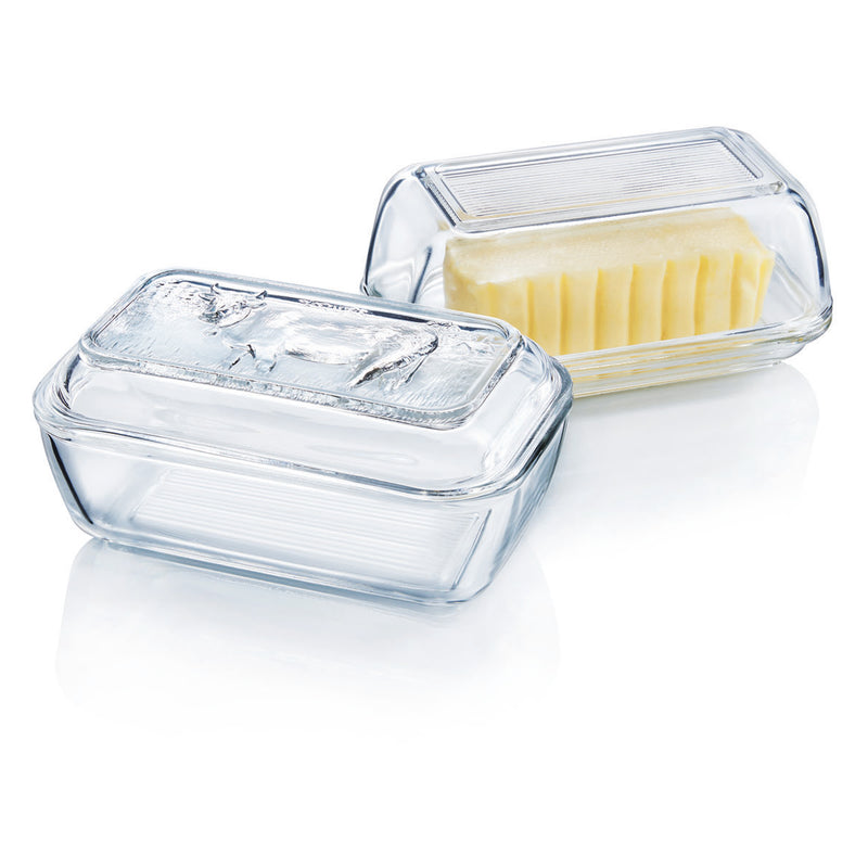 LUMINARC TEMPERED GLASS COW BUTTER DISH, (110X170X75MM)