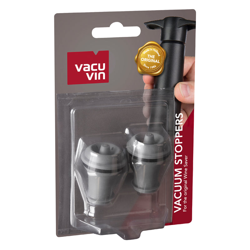 VACU VIN GREY VACUUM WINE STOPPER 2 PIECE SET