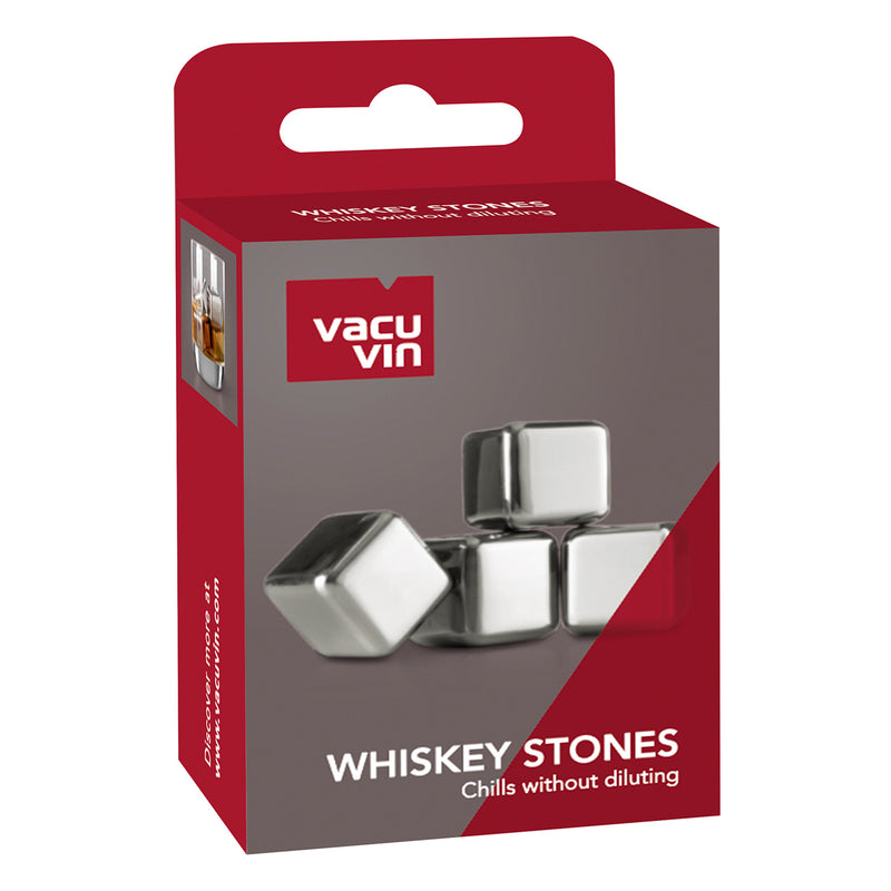 VACU VIN WHISKEY CHILLING STONES STAINLESS STEEL 4 PIECE SET