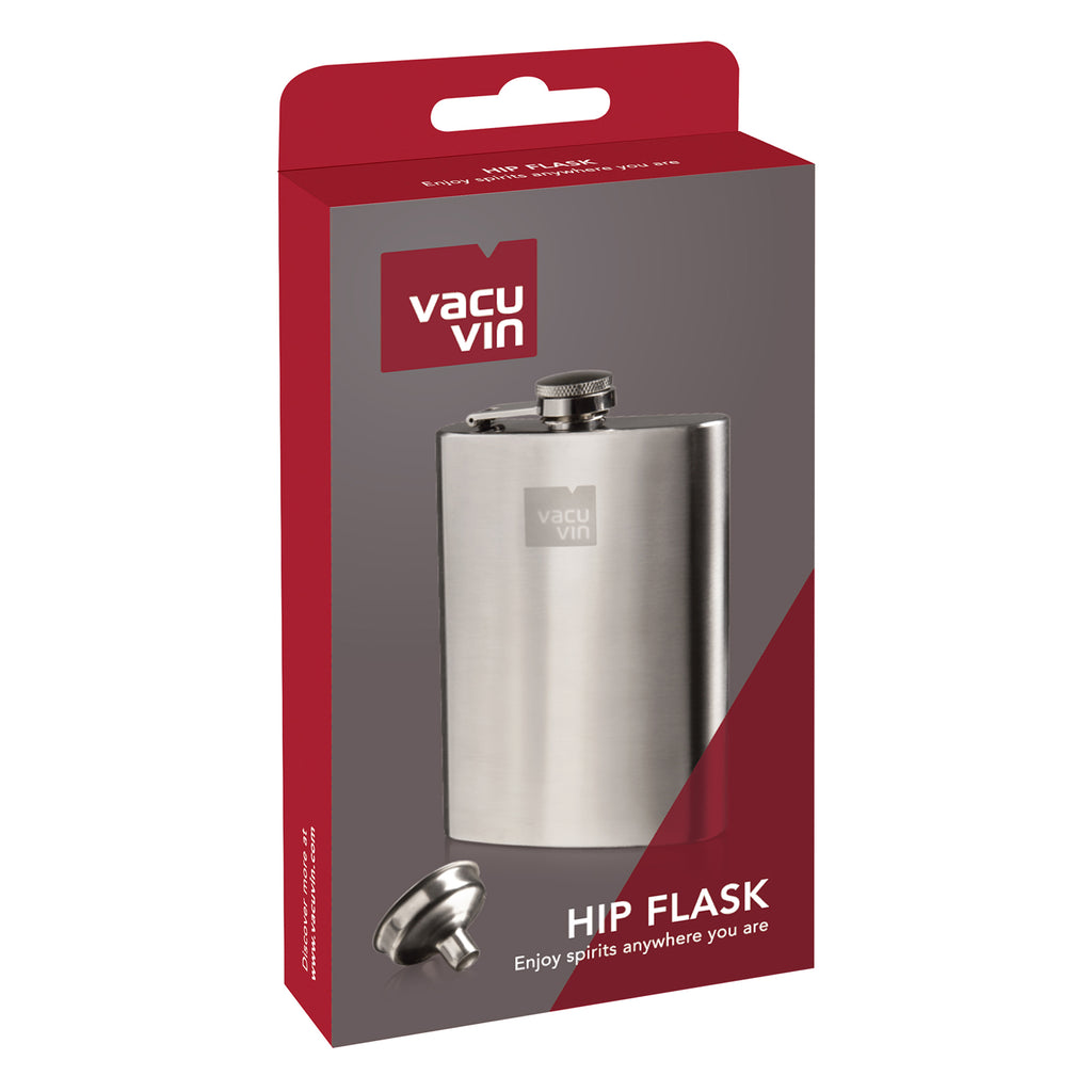 VACU VIN HIP FLASK & FUNNEL STAINLESS STEEL, (240ML)