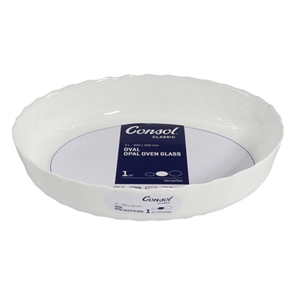 CONSOL VERSAILLES OVAL OPAL OVEN GLASS DISH, 3LT (320X240X65MM)