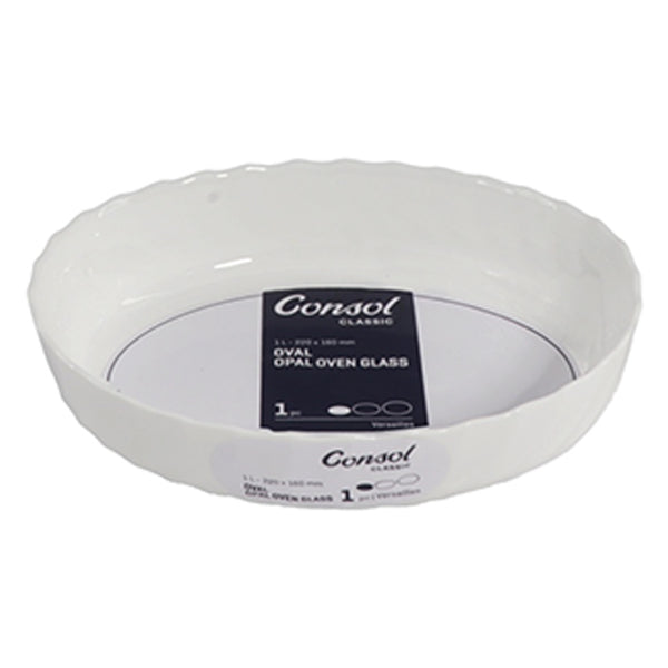 CONSOL VERSAILLES OVAL OPAL OVEN GLASS DISH, 1LT (220X160X50MM)